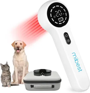 Mibest Cold Laser Therapy Device for Vet - Red Light Therapy for Dogs and Cats - Infrared Light Therapy Targets Joint and Muscles - Pain Relief, Arthritis, Spinal, Wound Healing (4x808nm   12x650nm)
