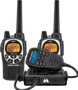 Midland Two-Way Radio Bundle - Featuring GMRS MicroMobile Radio Plus Walkie Talkies
