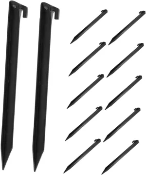 Milisten 12 Pcs Heavy Duty Plastic Tent Stakes with Hook for Outdoor Durable Ground Pegs for Tarp Canopy and Decorative Lawn Accessories