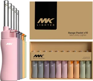 MK 10PCS Windproof Flame Lighters, Ideal for BBQ, Camping/Outdoor, Butane Refillable Multipurpose Lighters (3BL Pastel)