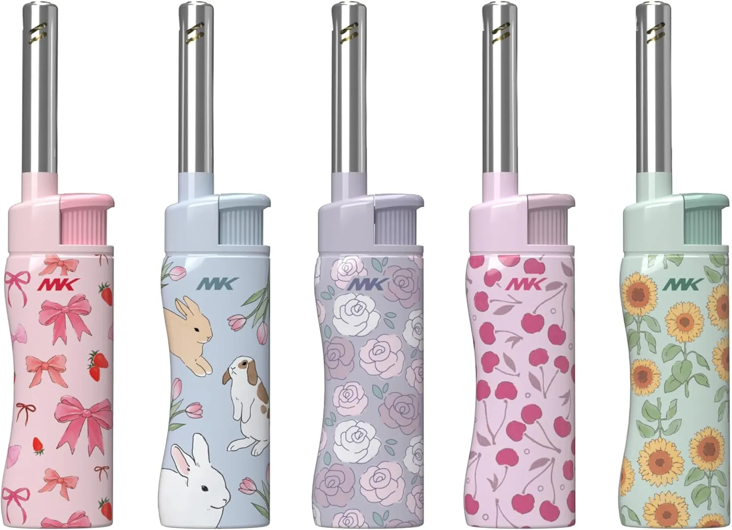 MK Lighter Candle Lighters, Windproof Flame, Ideal as Lighters for Candle, Camping Lighters, Outdoor, Butane Refillable (Charm-5PC)