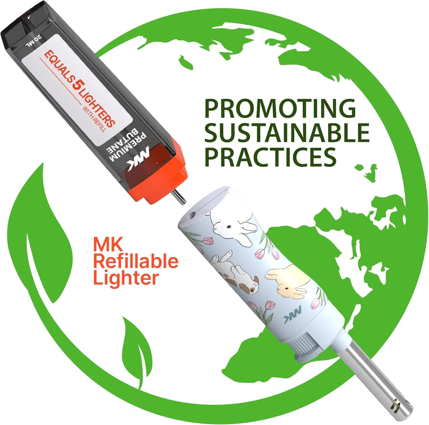 MK Lighter Candle Lighters, Windproof Flame, Ideal as Lighters for Candle, Camping Lighters, Outdoor, Butane Refillable (Charm-5PC)