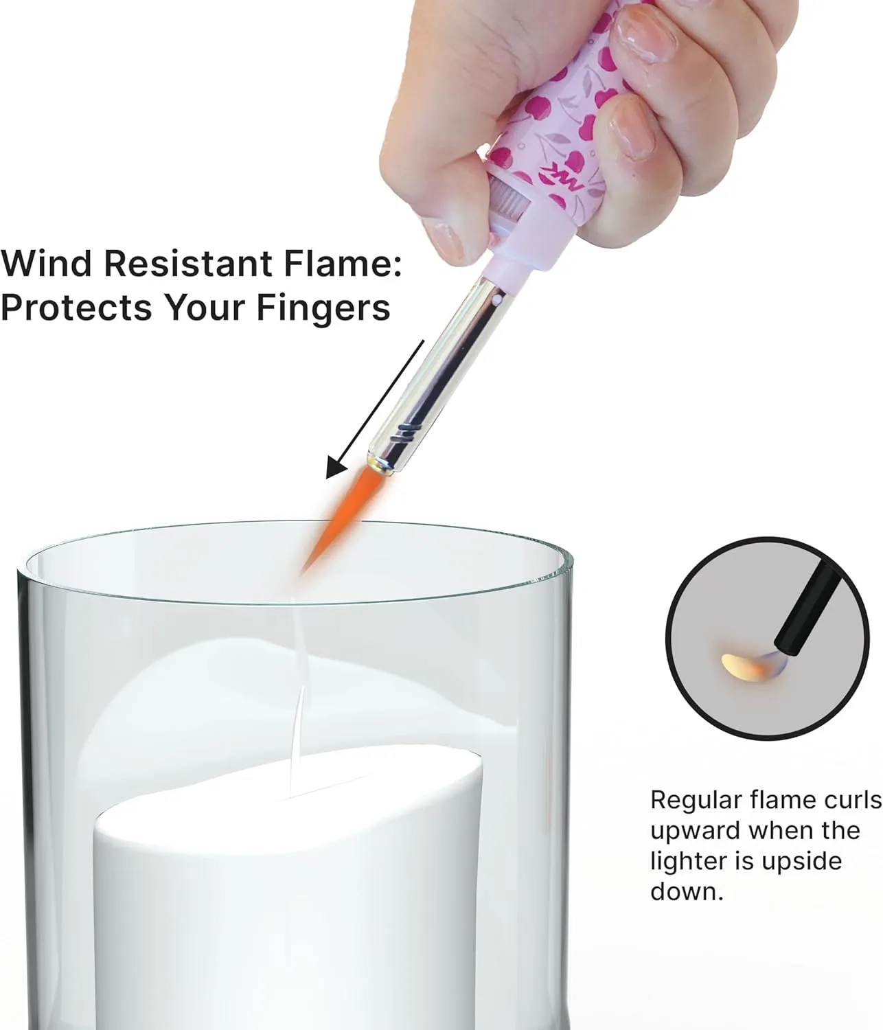 MK Lighter Candle Lighters, Windproof Flame, Ideal as Lighters for Candle, Camping Lighters, Outdoor, Butane Refillable (Charm-5PC)