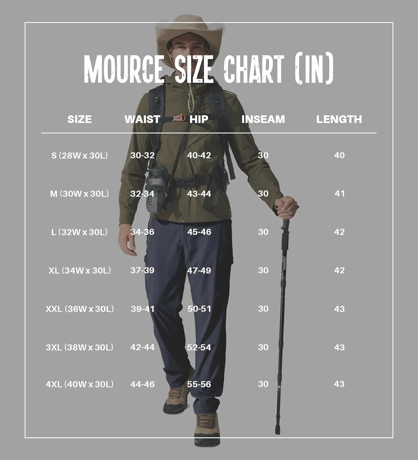 MOURCE Hiking Pants Men Lightweight Quick Dry - Water Resistant Stretch Cargo Travel Pants for Men with 6 Pockets