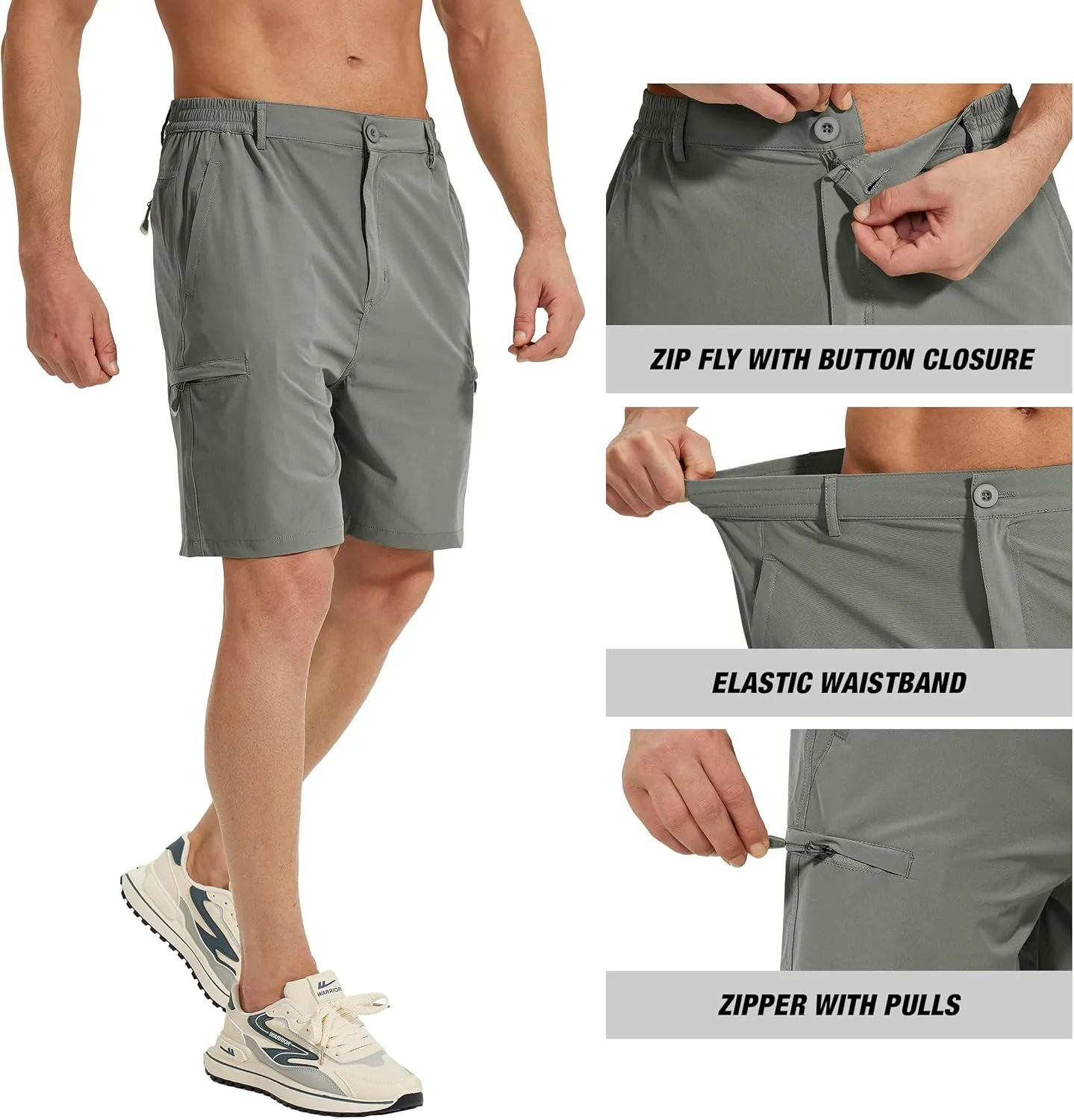 MOURCE Men's Hiking Shorts 9" - Lightweight Quick Dry Cargo Shorts for Men with 5 Pockets for Summer Golf Travel & Camping