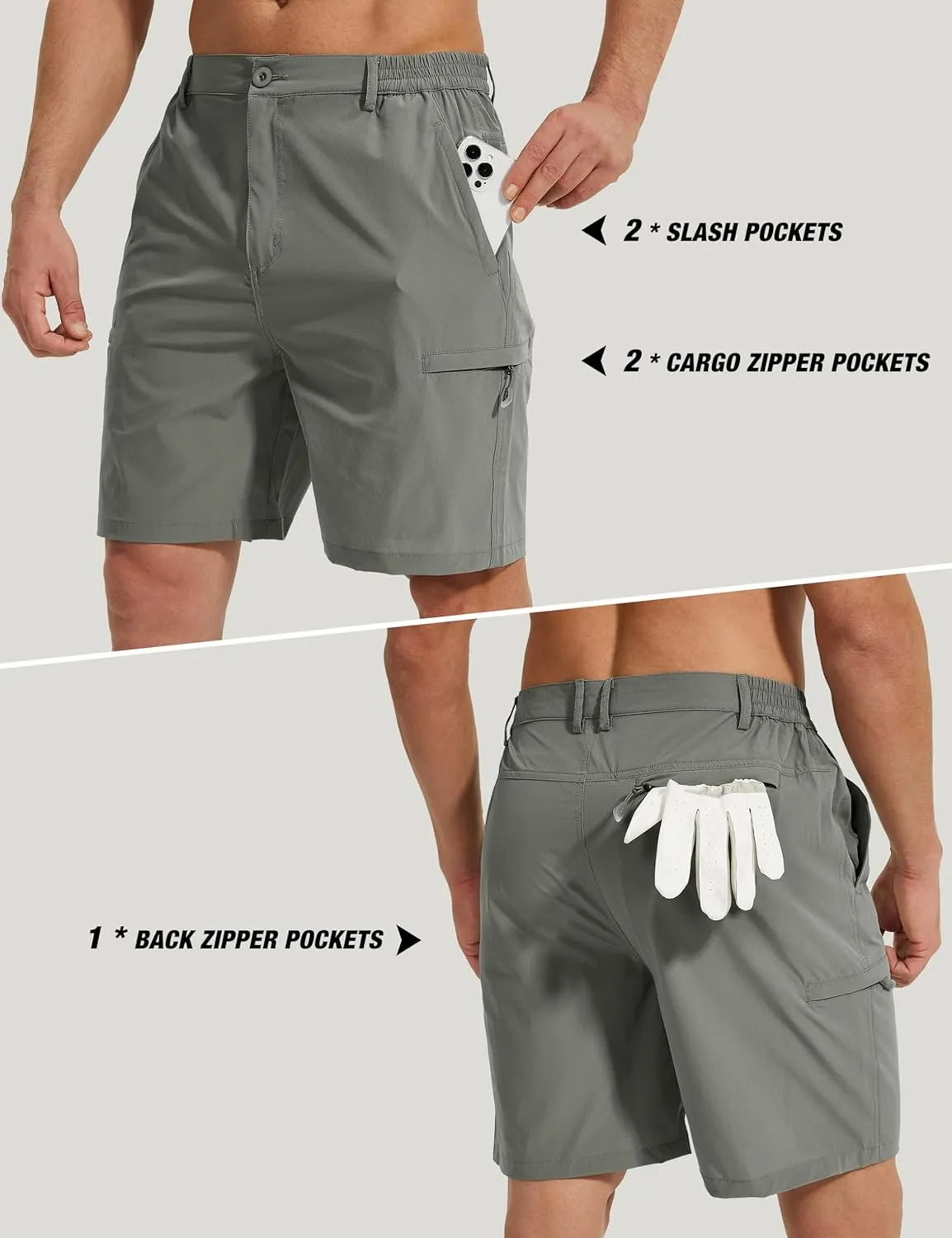 MOURCE Men's Hiking Shorts 9" - Lightweight Quick Dry Cargo Shorts for Men with 5 Pockets for Summer Golf Travel & Camping