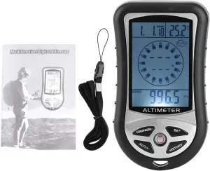 Multifunction Digital Altimeter, Weather Altimeter Altitude Barometer, Handheld Outdoor Meter Device for Climbing Camping