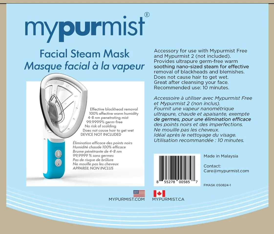 MYPURMIST® Essential Kit PLUS Facial Steam - Steam Inhaler & Facial Steamer Combo, Personal Handheld Ultrapure Steam - Sinus Congestion Cold Cough Relief Vocal Care Skincare (Plug-in) FSA/HSA Eligible