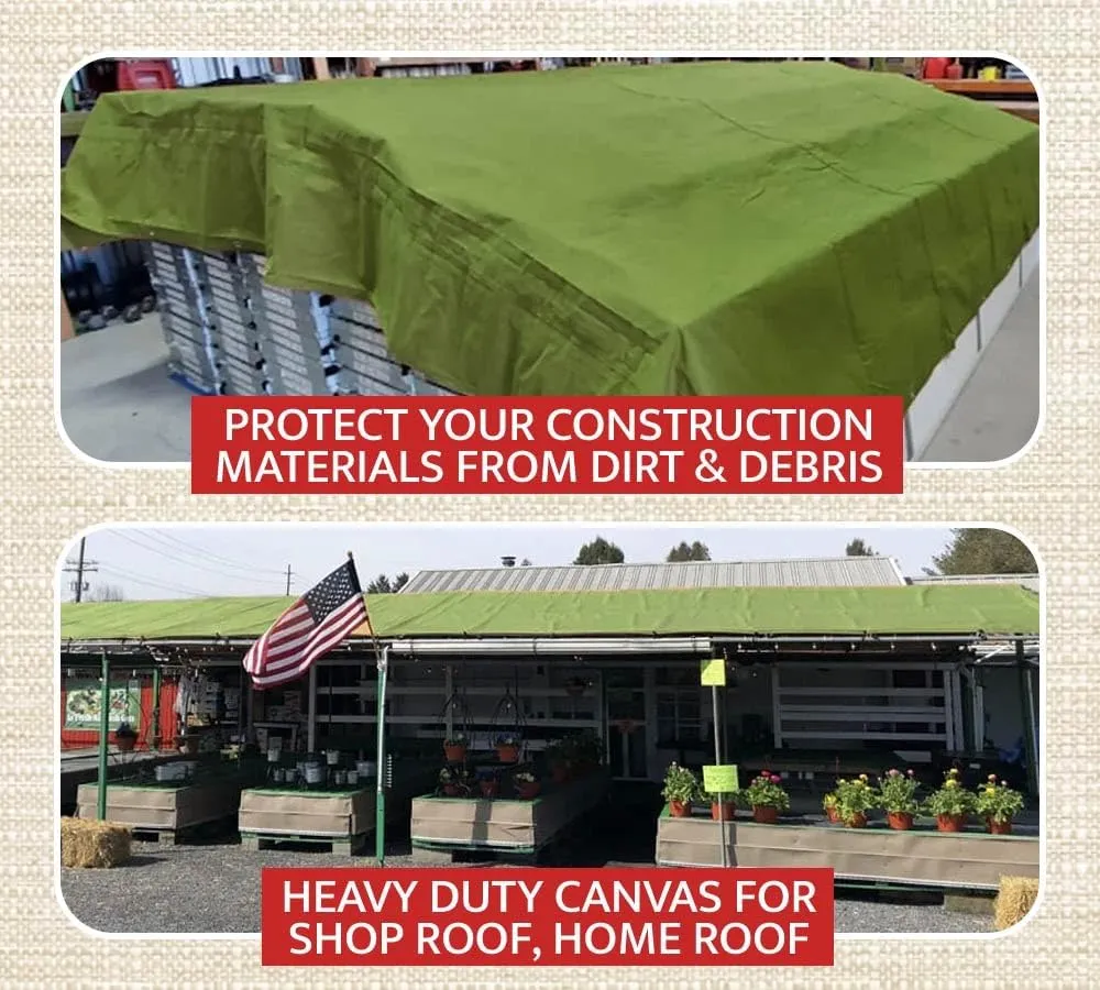 Mytee Products 10' x 12' Green Canvas Tarp 12oz Heavy Duty Water Resistant