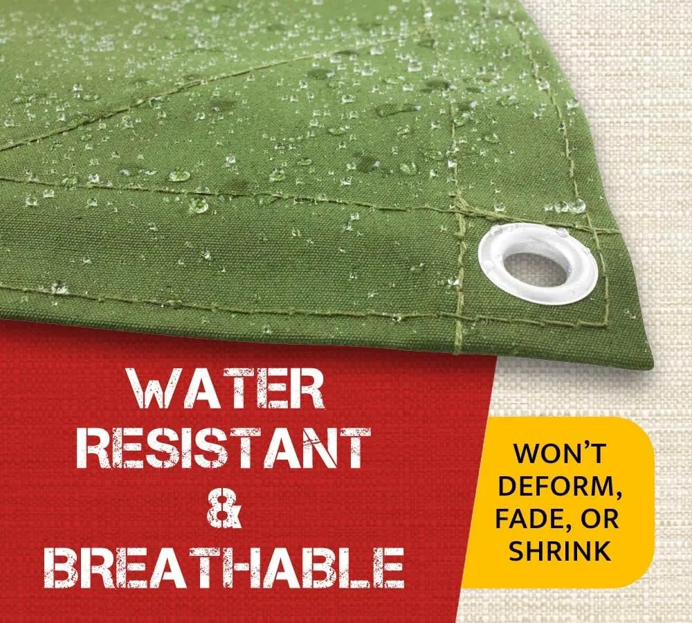 Mytee Products 10' x 12' Green Canvas Tarp 12oz Heavy Duty Water Resistant