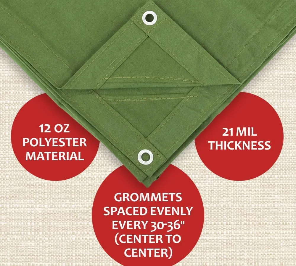 Mytee Products 10' x 12' Green Canvas Tarp 12oz Heavy Duty Water Resistant
