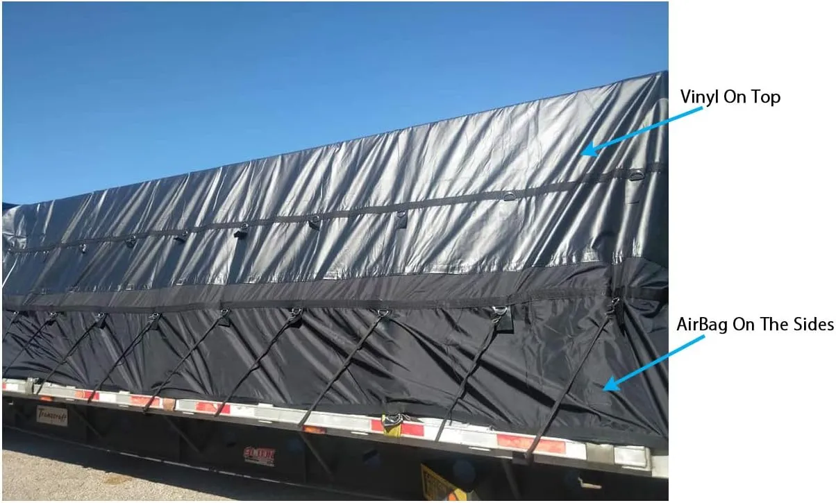 Mytee Products 2 Pack Airbag/Parachute Fabric Heavy Duty 14oz Lumber Tarp 24x20 (8' Drop with 8' x 8' Flap) - Black