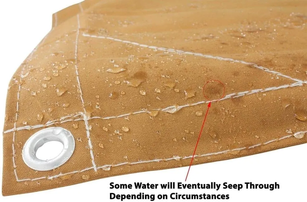 Mytee Products 20' x 30' Tan 12oz Canvas Tarp with Grommets - Water Resistant - Heavy Duty Canvas Tarps - Multipurpose Tarpaulin Cover for Canopy Tent, Roof, Camping, Semi Trucks & Cargo