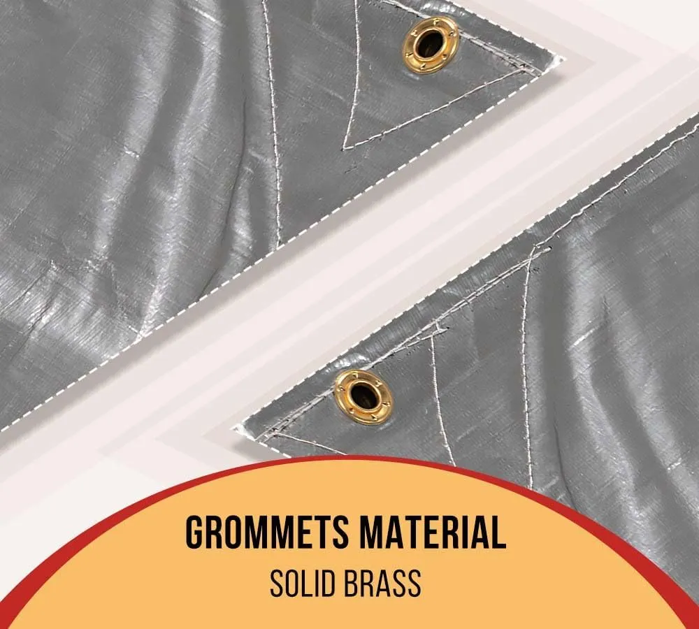 Mytee Products 25' x 48' Heavy Duty 8oz Hay Tarps - Waterproof, UV Resistant, 14.5 mil Thick - Protect Your Hay Bales from Weather Conditions - Silver/Black in Color