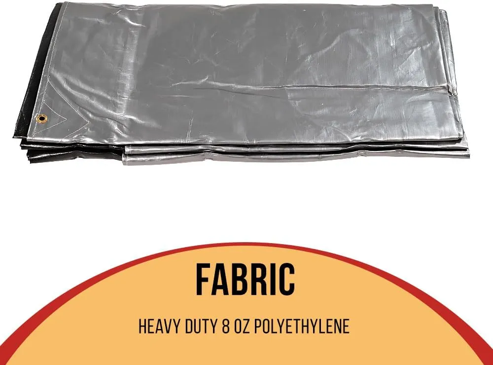 Mytee Products 25' x 48' Heavy Duty 8oz Hay Tarps - Waterproof, UV Resistant, 14.5 mil Thick - Protect Your Hay Bales from Weather Conditions - Silver/Black in Color