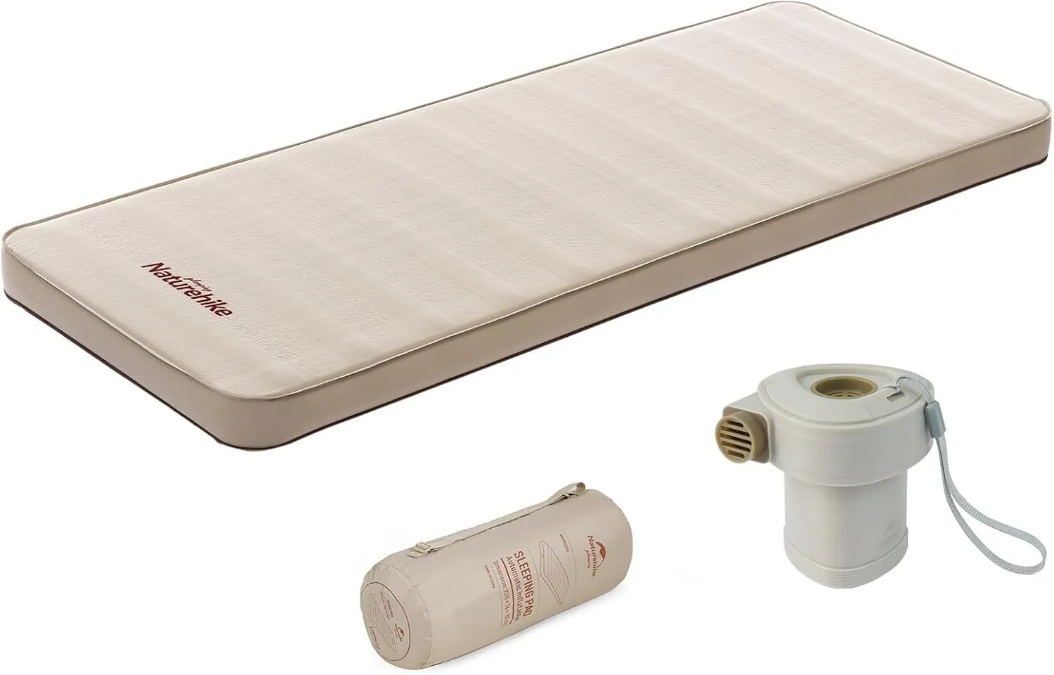 Naturehike Self Inflating Sleeping Pad Camping Air Mattress with Portable Mini Air Pump Inflatable Mattress for Home, Camping, Guests Single