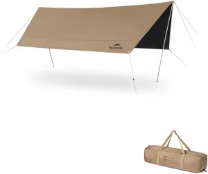 Naturehike Waterproof Camping Tent Tarp, Outdoor Rain Shelter Camping Canopy, UV Protection UPF2000  Shelter for Camping, Hiking,Backpacking (S), Small, Brown, wh-1052