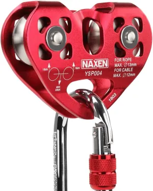 NAXEN Zip Line Pulley Tandem Speed Dual Trolley with 25kN Carabiner