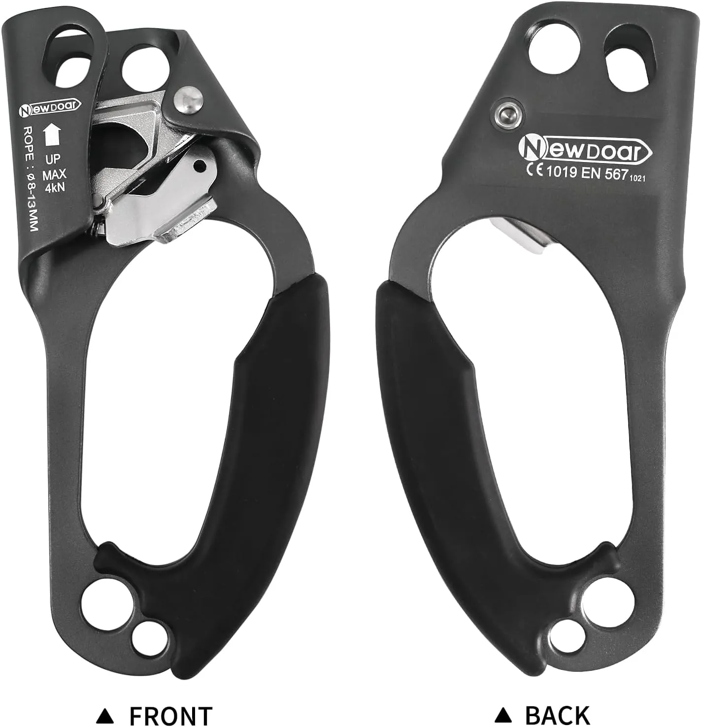 NewDoar UIAA & CE Certified Hand Ascender Rock Climbing Tree Arborist Rappelling Gear Equipment Rope Clamp for 8~13MM Rope