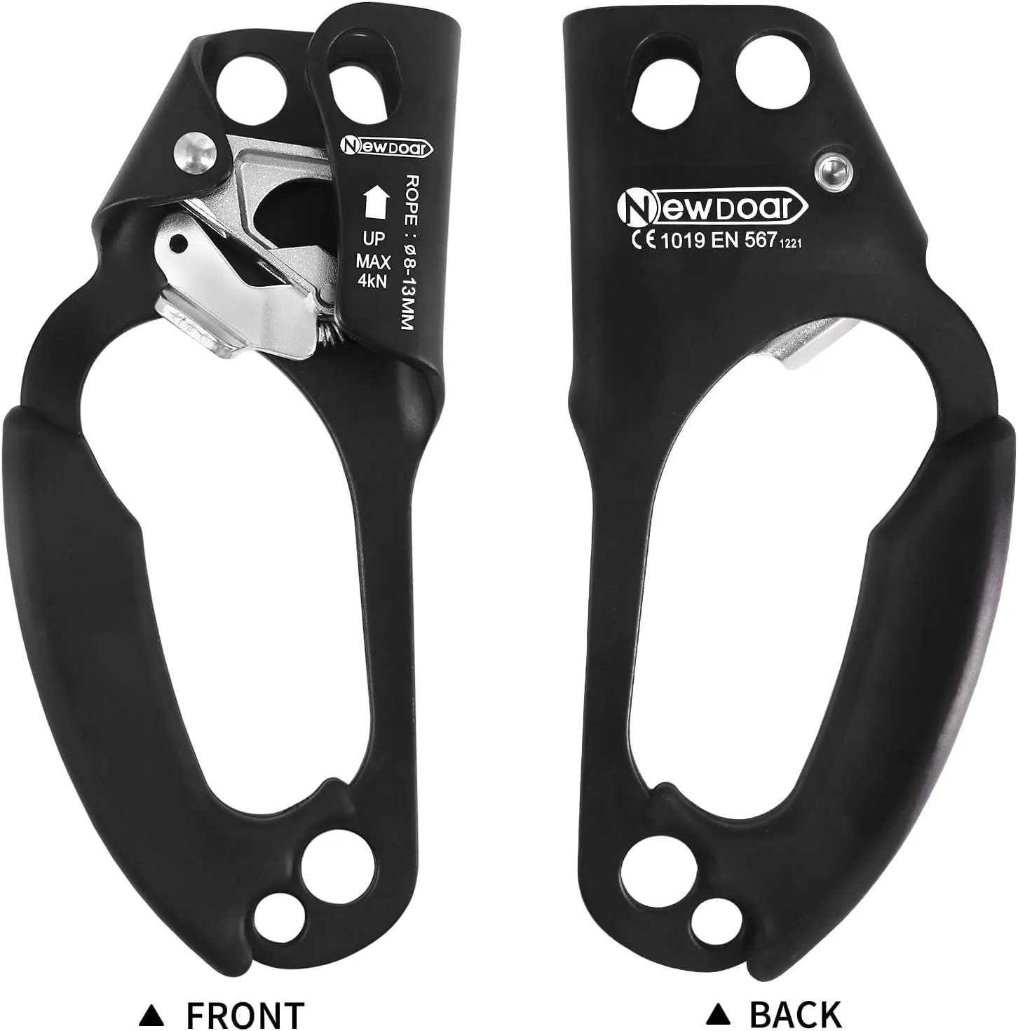 NewDoar UIAA & CE Certified Hand Ascender Rock Climbing Tree Arborist Rappelling Gear Equipment Rope Clamp for 8~13MM Rope