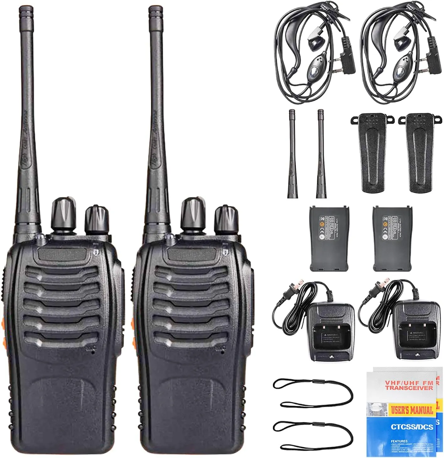 Nicama Baofeng BF-888S Walkie Talkies Long Range for Adults with Earpieces,16 Channel Walky Talky Rechargeable Handheld Two Way Radios (2 Pack)