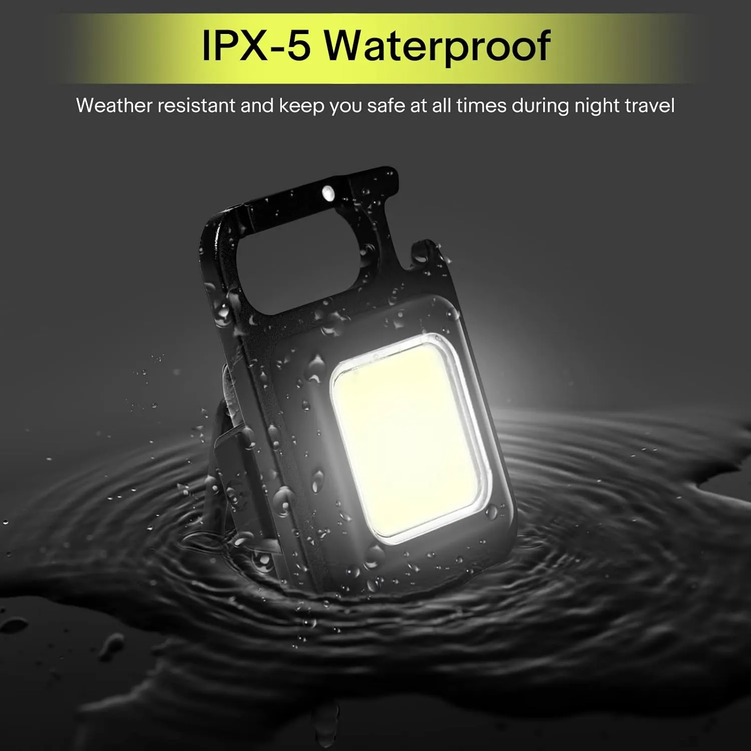 NineLeaf Portable Flashlight Keychain,COB Keychain Work Light,1000 Lumen Emergency Light Flashlights 4 Light Modes,with Folding Bracket Bottle Opener and Magnet Base,Walkig Dog,Camping and Hiking