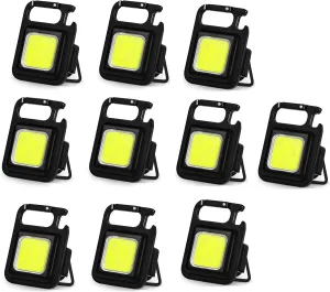 NineLeaf Portable Flashlight Keychain,COB Keychain Work Light,1000 Lumen Emergency Light Flashlights 4 Light Modes,with Folding Bracket Bottle Opener and Magnet Base,Walkig Dog,Camping and Hiking