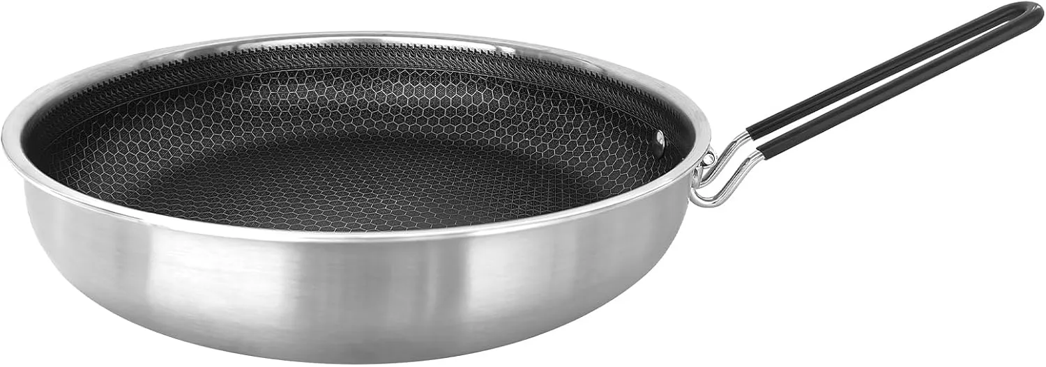 Non-Stick Camping Frying Pan with Foldable Handle Universal for Gas Electric & Ceramic Stoves 26cm/10.2in 28cm/11in Options