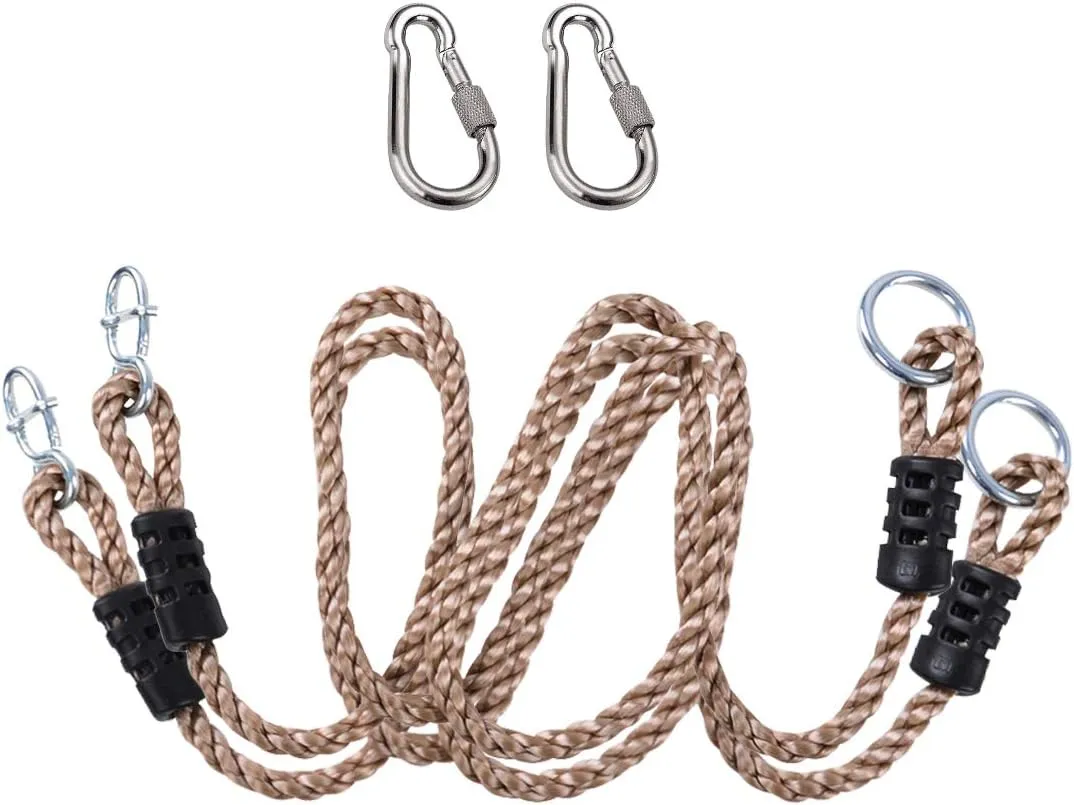 NOSTAFY 2PC Heavy Duty Length Adjustable Nylon Rope Express Setup Hanging Tree Straps (250 Lbs Limited/Each) for Outdoor Swings Hammock Playground Set Accessories - 53 inch