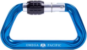 Omega Pacific Standard D Carabiner - Aluminum NFPA 2500 Technical Use, 33kN Strength, Screw-Lok Gate, 4.21-Inch Climbing Hardware, Keylock Design
