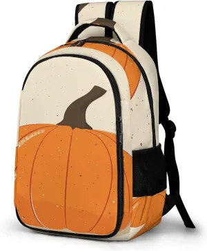 Orange Pumpkin Image Travel Backpack Adjustable Computer Bag Casual Travel Daypack Satchel Backpack Unisex