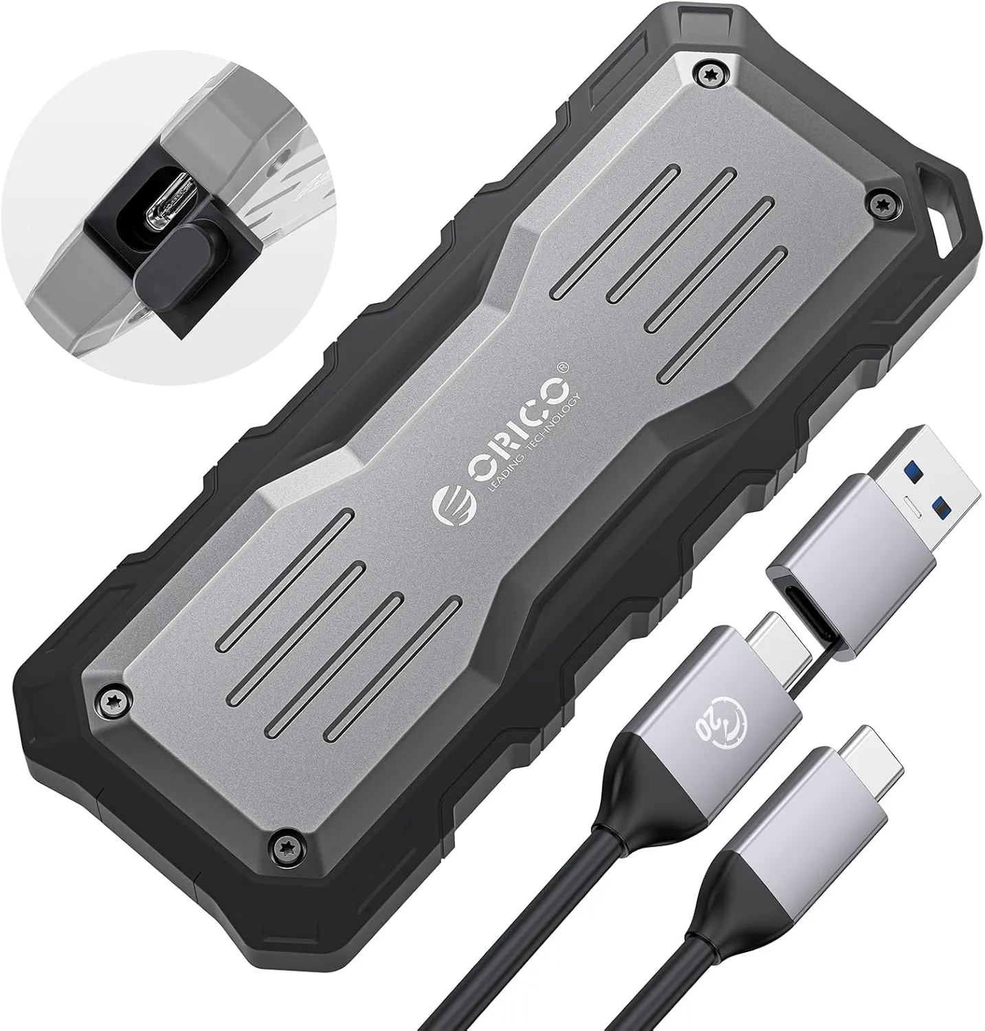 ORICO 2TB External SSD Up to 2000MB/s, Interface Extra Protection, Waterproof and Dust-Proof, Rugged and Reliable Outdoor Portable Solid State Drives for Action Camera, Smartphone, Laptop - O20