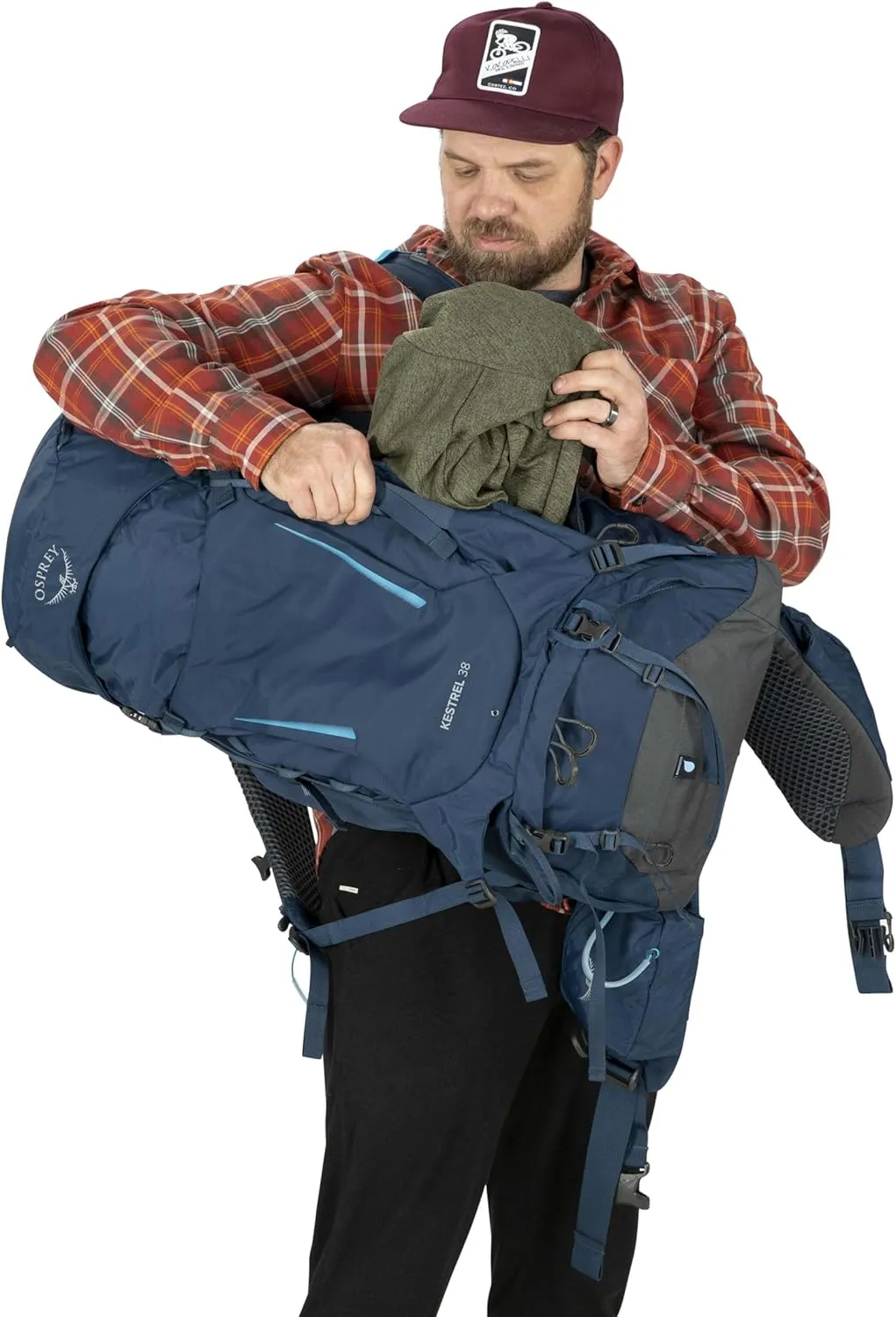 Osprey Kestrel 38L Men's Backpacking Backpack, Black, S/M
