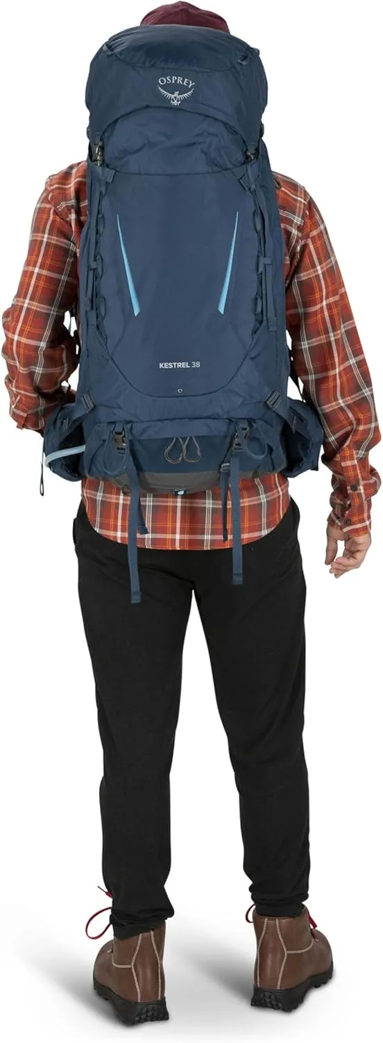 Osprey Kestrel 38L Men's Backpacking Backpack, Black, S/M