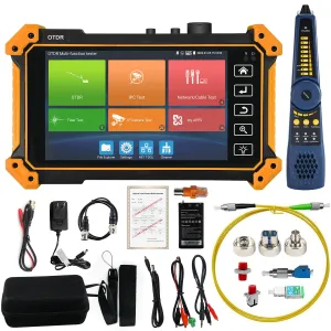 OTDR Fiber Optic Tester, WANLUTECH Fiber Tester 1310/1550nm 28/26dB 5.4 inch Touchscreen Event Map OPM OLS VFL Support 4K IP Camera Test Cable Tracer RJ45 Cable TDR Test PoE Power Output Network Tools