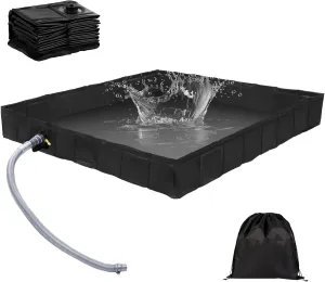 Outdoor Camping Shower Base, Upgrade 40 * 40 * 10 Inch Foldable Shower Tent Awning Base with Drain Hose Portable Shower Pan for Outdoor Camping Beach RV or Caravan