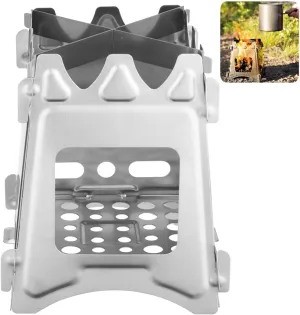 Outdoor Camping Stove, Compact Backpacking Stope, Folding Stainless Steel Stove for Camping, Hiking, Travelling, Portable Wood Burning Stove, Mountaineering