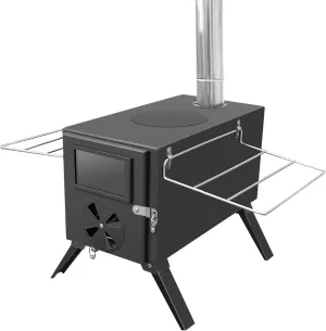 Outdoor Camping Tent Firewood Stove Portable Winter Wood Burning Stove Multifunctional Firewood Burner with Detachable Chimney