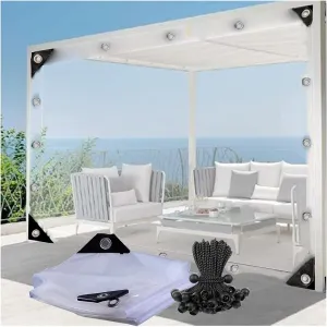 Outdoor Clear Tarps Curtain, Waterproof Wind-Proof 5 Mil Transparent Vinyl Tarp for Patio Pergola Garden Canopy Rainproof Anti-Tear PVC Thick Cover with Grommets ( Color : Clear , Size : 7'x8' )