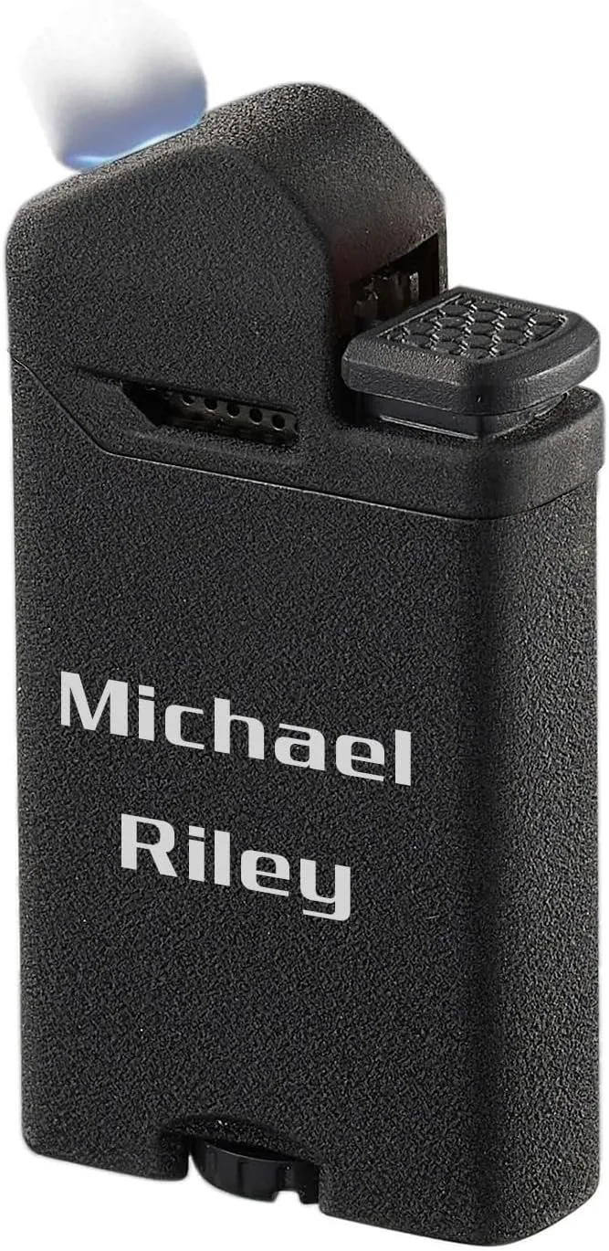 Personalized Visol Axis Torch Lighter Flat Flame Refillable Gas Butane Lighter, Fuel Window and Windproof Adjustable Flame Lighter (Shipped Without Butane)