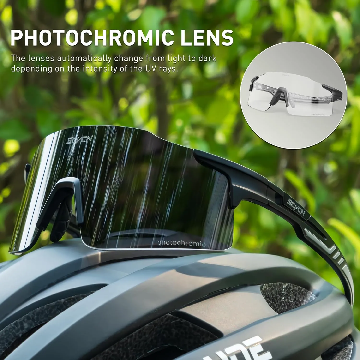 Photochromic Cycling Glasses Sports Sunglasses Men Women Clear Bicycle MTB UV400 Protection TR90 Frame Bike