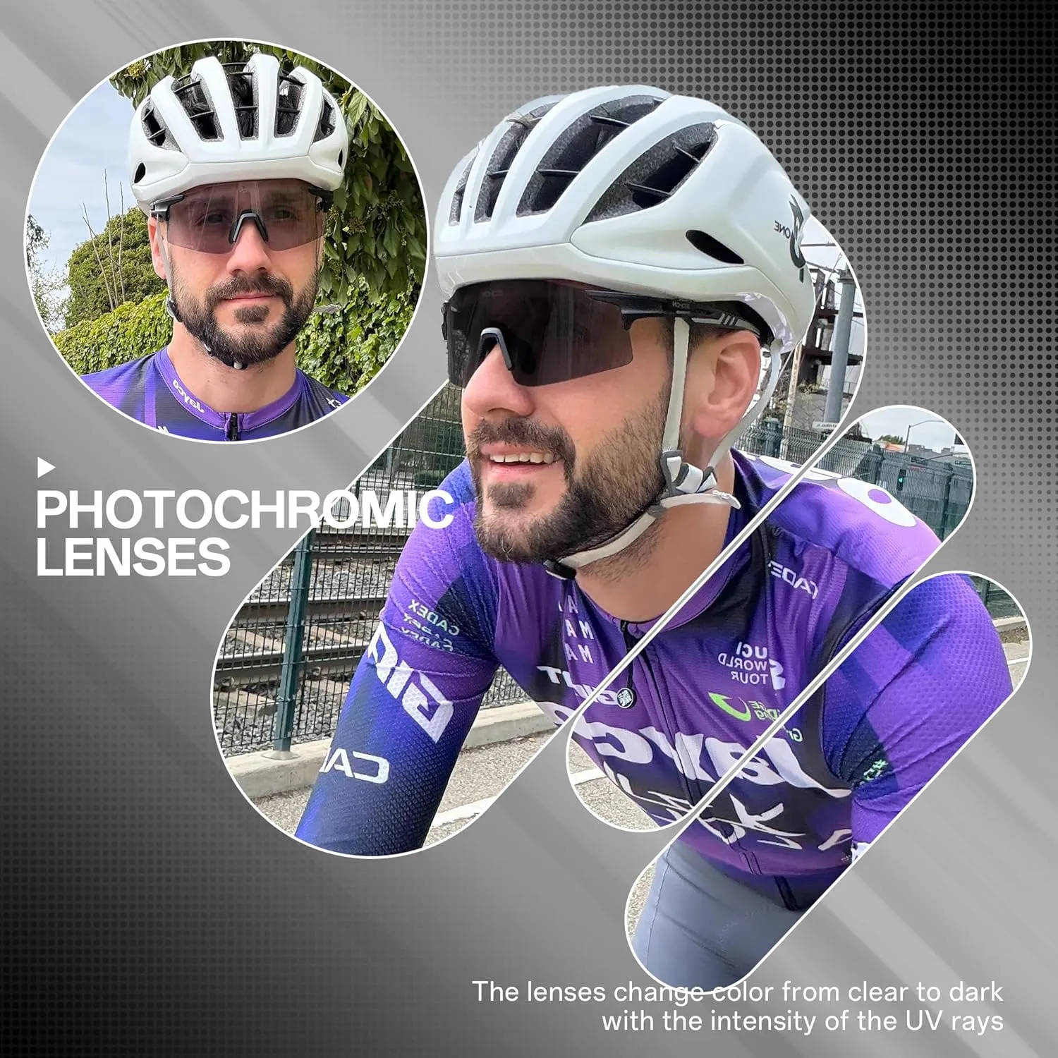 Photochromic Cycling Glasses Sports Sunglasses Men Women Clear Bicycle MTB UV400 Protection TR90 Frame Bike