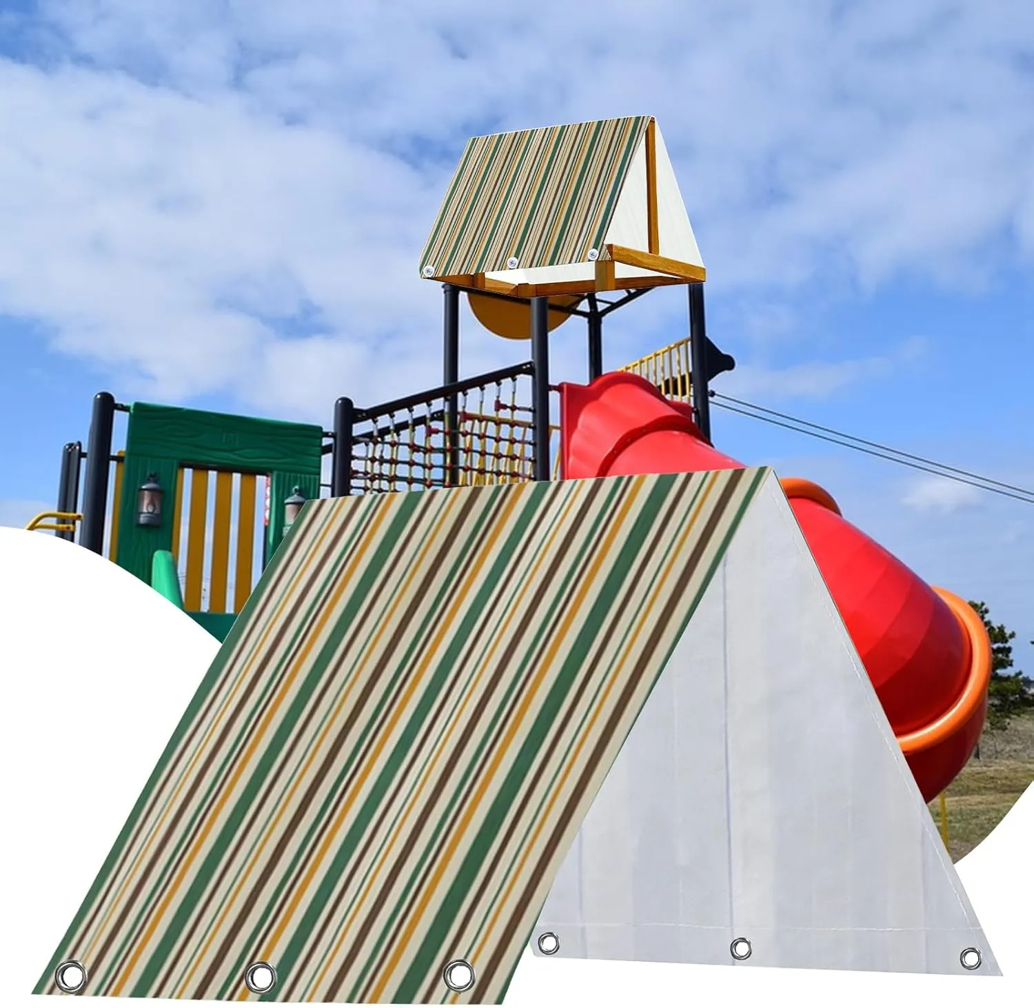 Playset Canopy - Playground Shade Tarp, Waterproof Sun Shelter | Heavy Duty Playhouse Replacement Shade, Backyard Swing Set Roof, Waterproof UV Resistant Shade Sail for Kids Equipment