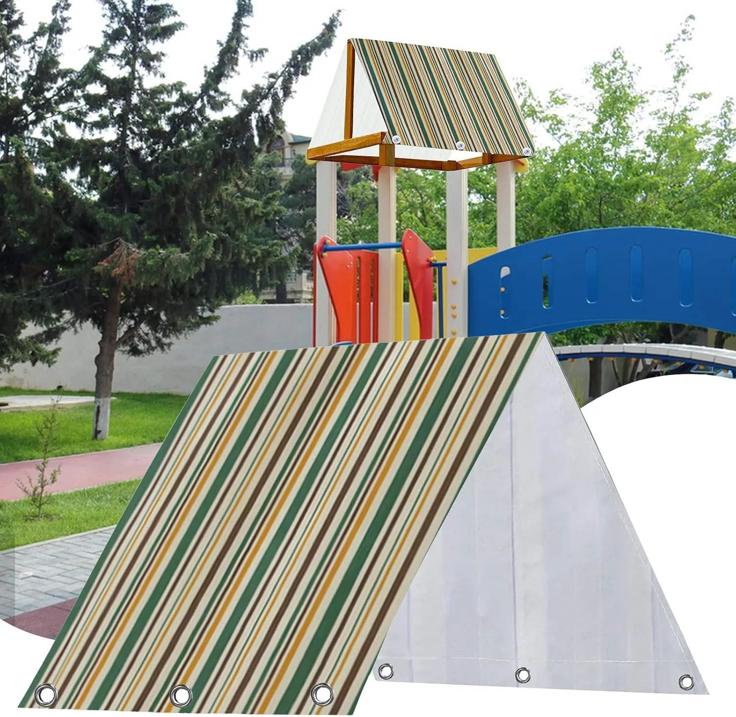 Playset Canopy - Playground Shade Tarp, Waterproof Sun Shelter | Heavy Duty Playhouse Replacement Shade, Backyard Swing Set Roof, Waterproof UV Resistant Shade Sail for Kids Equipment