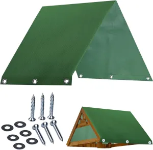 Playset Canopy Replacement 90x43 Inch 600D Swing Set Replacement Tarp with Grommet & Mounting Screws Water and Sun Resistant All Season Green Sunshade for Playhouse/Playground
