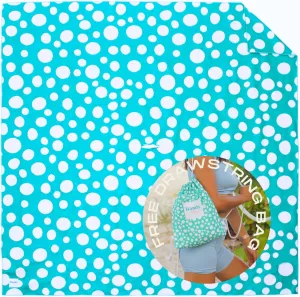 Plush Microfiber Beach Blanket, Extra Large Beach Mat for 3-6 Persons, Sandproof, Windproof | Hole for Umbrella, Corner Sand Pockets to Fight Wind (Bag for Blanket Included)