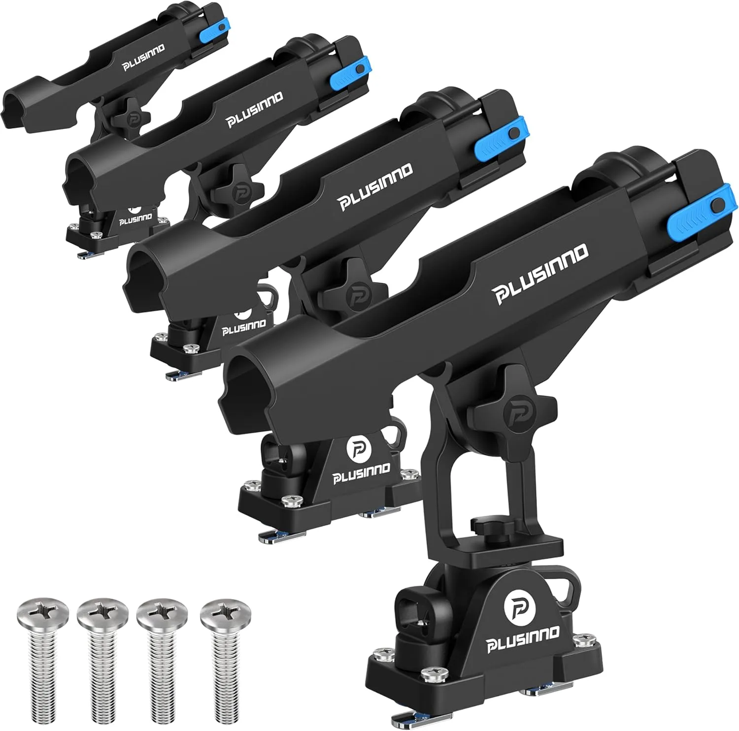 PLUSINNO 2 in 1 Fishing Rod Holders for Boat, Kayak Fishing Rod Holder, Fishing Pole Holders for Track Mount / Deck Mount, Fishing Gear with Fishing Rod Protective Strap, Fishing Accessories & Gifts