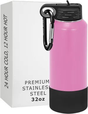 Polar Camel Water Bottle 32 oz with Flip-Top Lid and Straw, Vacuum Insulated Flask, Stainless Steel Sports Double Wall Thermos – Fitness Traveling Camping Water Bottle (Light Purple, 32 oz)