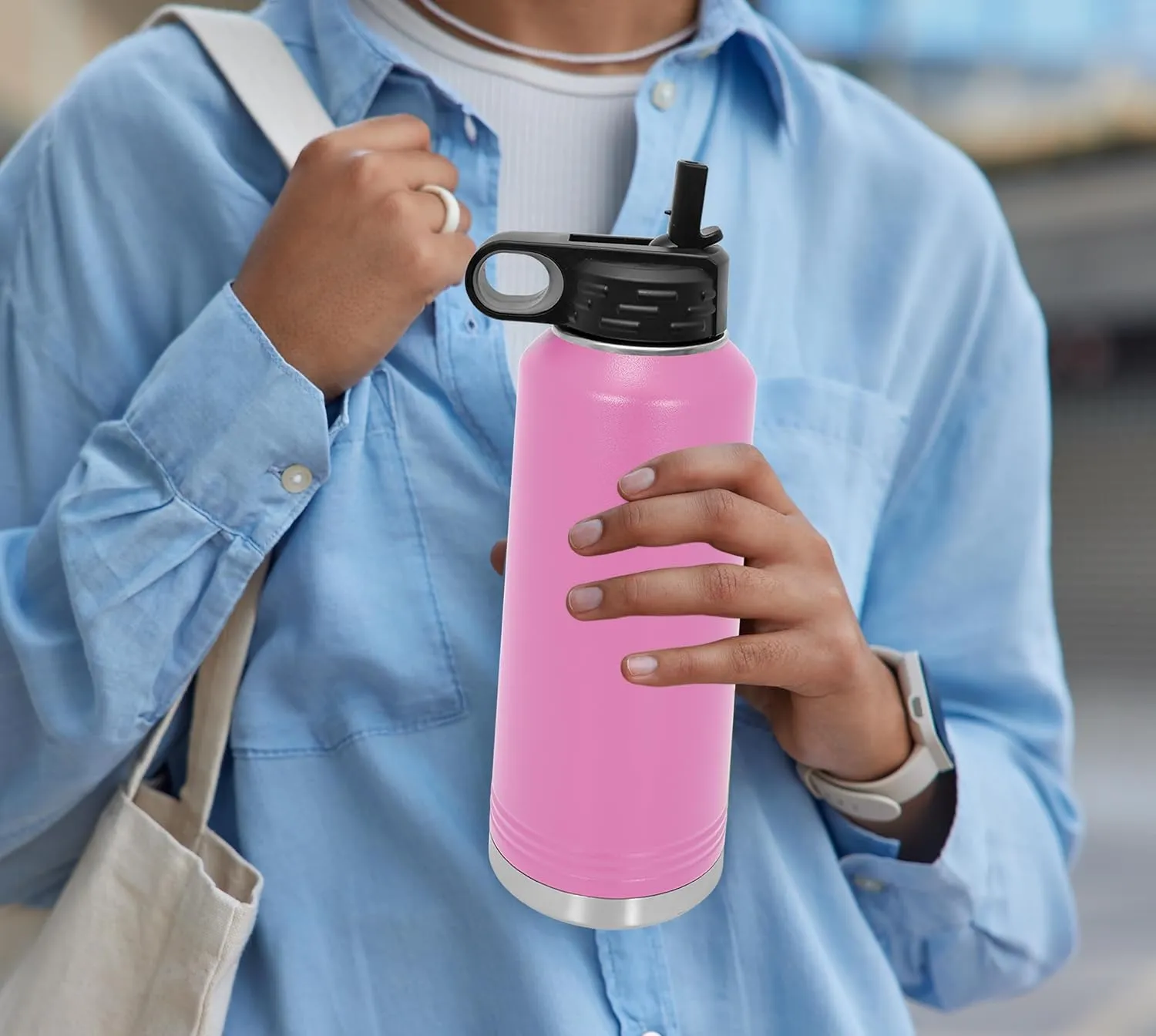 Polar Camel Water Bottle 32 oz with Flip-Top Lid and Straw, Vacuum Insulated Flask, Stainless Steel Sports Double Wall Thermos – Fitness Traveling Camping Water Bottle (Light Purple, 32 oz)