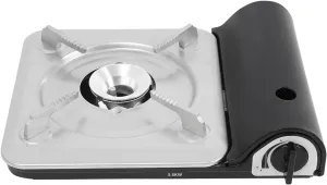 Portable Butane Camping Stove, Outdoor Camping Burner Cooker, Portable Camping Stove for Camping, Hiking, Tailgating, 3500W (Silver  Black)